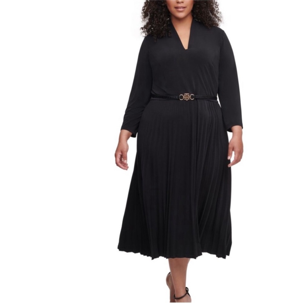Tommy Hilfiger Belted Pleated-Skirt Dress